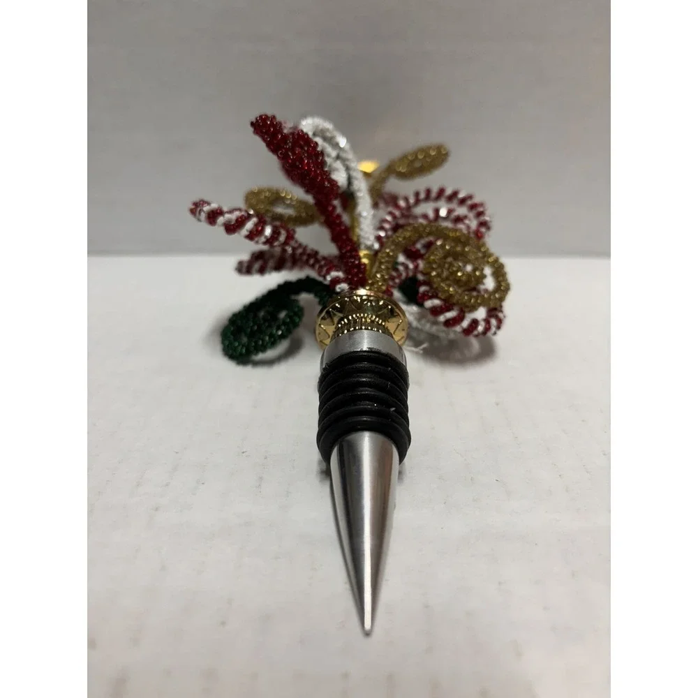 Pier 1 Imports Christmas Holiday Wine Bottle Stopper‎ Festive Oversized curls